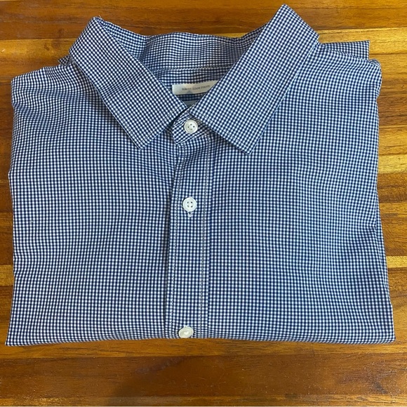 OLD NAVY Classic Signature Shirt Men's XXL Slim Blue Check long sleeve button up - Picture 5 of 7
